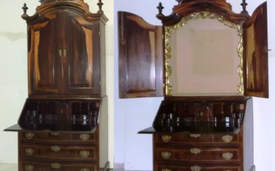 La restauración de una papeleira – oratorio portuguesa de hacia 1670 de madera de palosanto de Río